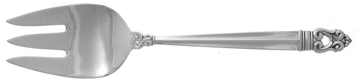 Royal Danish (Sterling, 1939) Medium Solid Cold Meat Serving Fork by International Silver-1