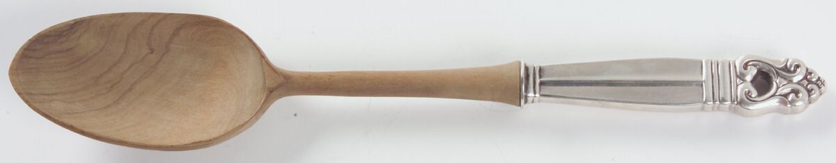 Royal Danish (Sterling, 1939) Salad Serving Spoon with Wooden Bowl by International Silver-1