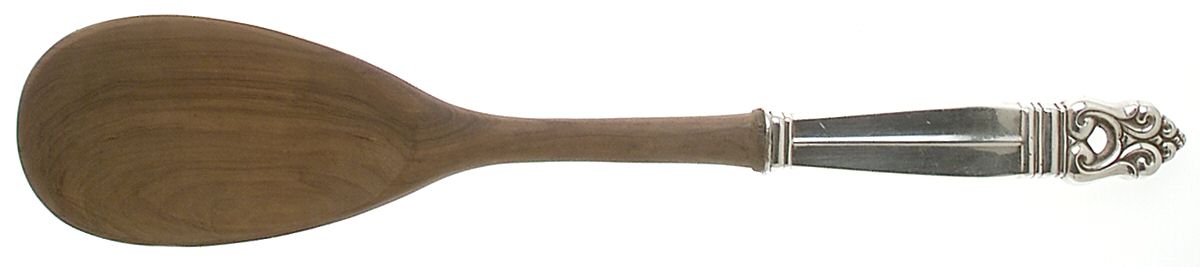 Royal Danish (Sterling, 1939) Salad Serving Spoon Wooden Bowl by International Silver-1