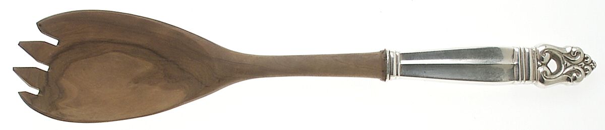 Royal Danish (Sterling, 1939) Salad Serving Fork Wooden Prongs by International Silver-1