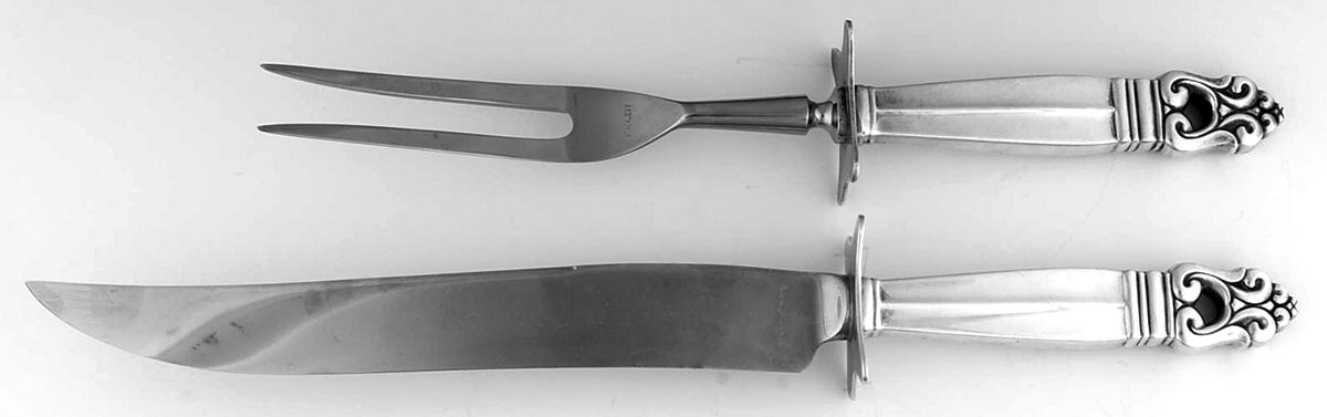 Royal Danish (Sterling, 1939) Small Steak 2-Piece Carving Set w/Stainless Blade by International Silver-1