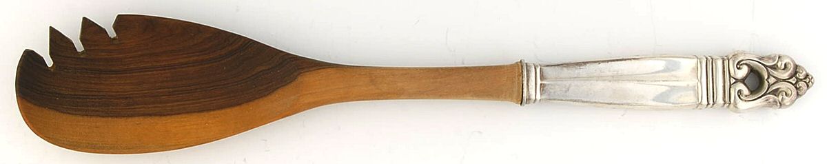 Royal Danish (Sterling, 1939) Salad Serving Fork with Wooden Prongs by International Silver-1