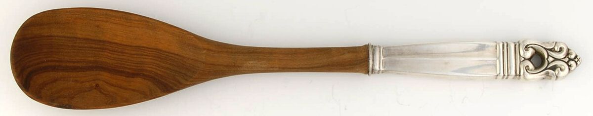 Royal Danish (Sterling, 1939) Salad Serving Spoon with Wooden Bowl by International Silver-1