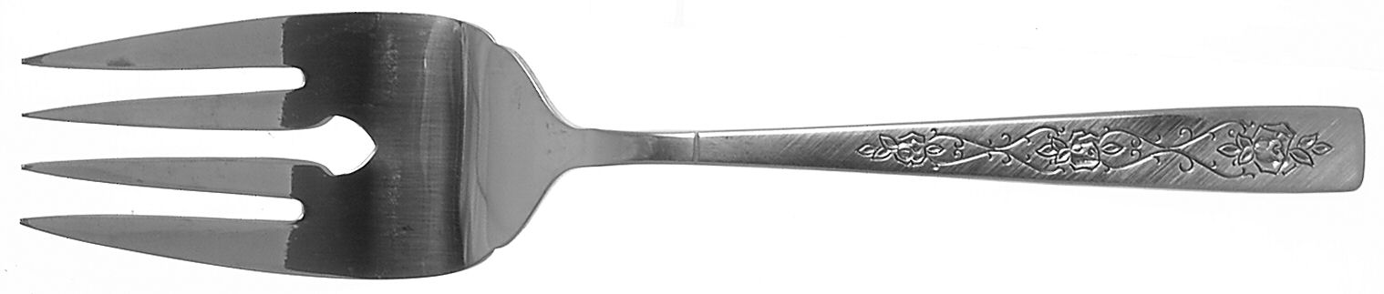 Rose Lace (Stainless) Large Solid Cold Meat Serving Fork by International Silver-1