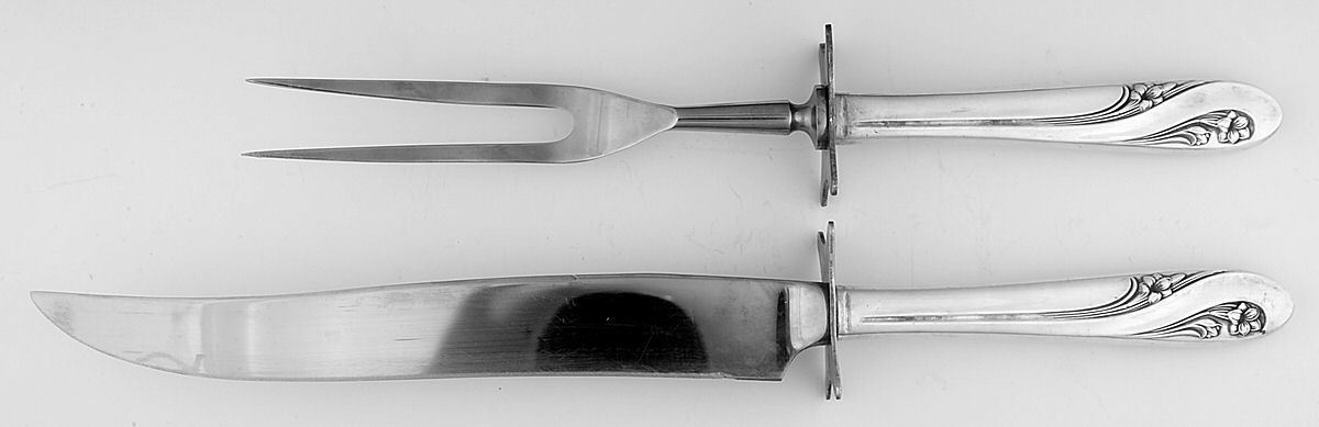 Romance (Silverplate, 1952) Large 2-Piece Roast Carving Set w/Stainless Blade by International Silver-1