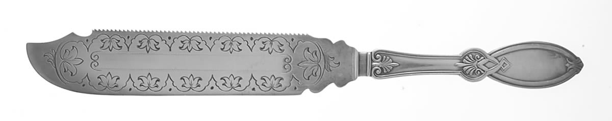 Roman I (Silverplate, 1865) Solid Bright Cut Cake Saw by International Silver-1