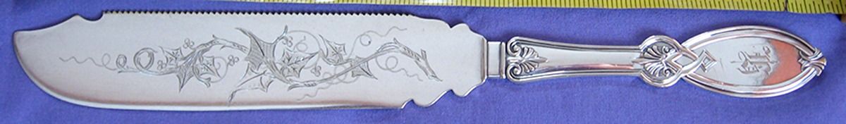 Roman I (Silverplate, 1865) Solid Bright Cut Cake Saw by International Silver-1