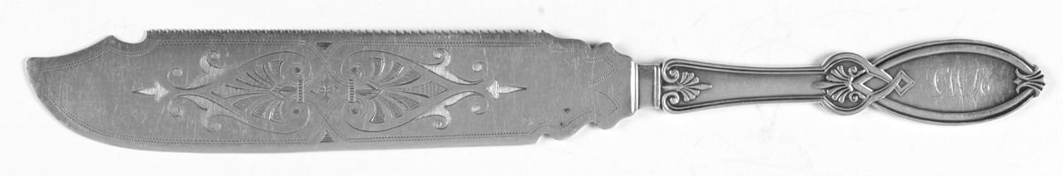Roman I (Silverplate, 1865) Solid Bright Cut Cake Saw by International Silver-1