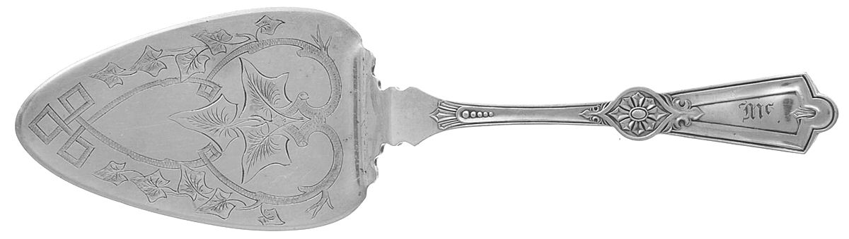 Roman II (Silverplate, 1884) Large Solid Bright Cut Pie Knife by International Silver-1