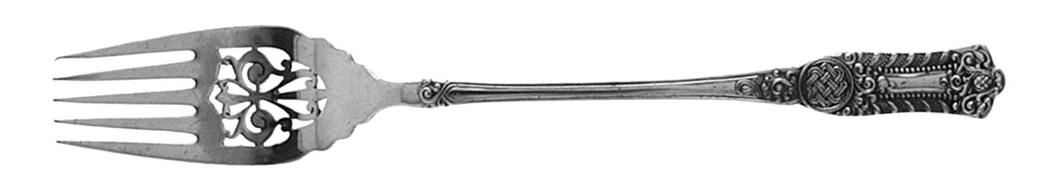 Romanesque (Silverplate, 1898) Monogram Medium Solid Cold Meat Serving Fork by International Silver-1