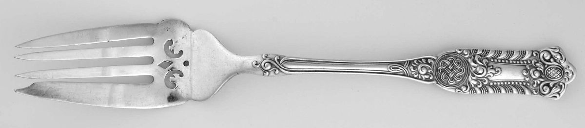 Romanesque (Silverplate, 1898) Medium Solid Cold Meat Serving Fork by International Silver-1