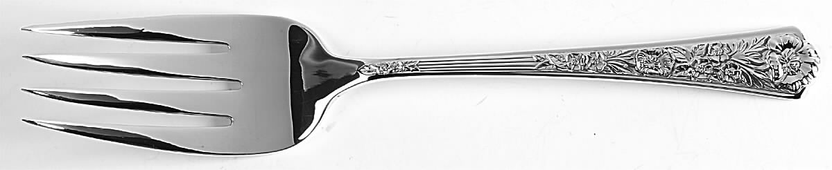 Royal Rose (Sterling, 1938) Small Solid Cold Meat Serving Fork by International Silver-1
