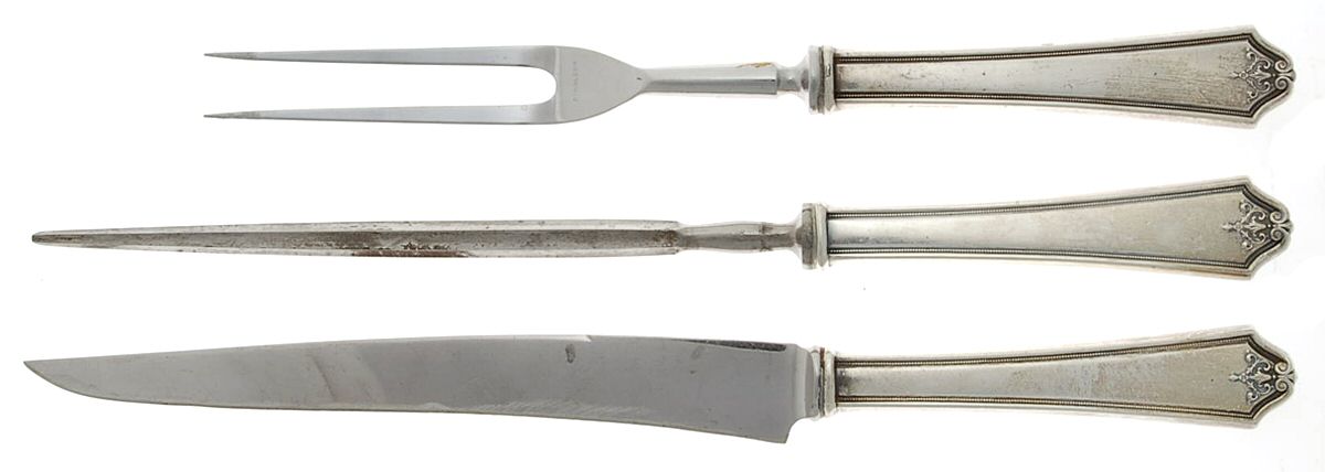Rosalind-New (Sterling, 1921) Large 3-Piece Roast Carving Set w/ Stainless Blade by International Silver-1