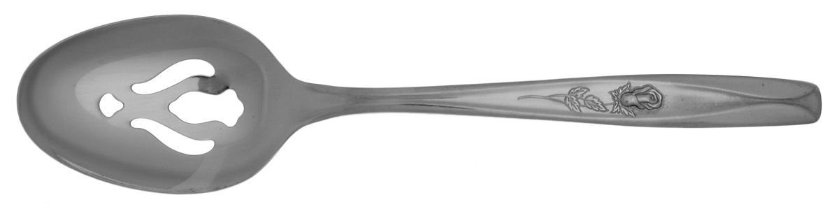 Rosebud (Stainless) Pierced Tablespoon (Serving Spoon) by International Silver-1
