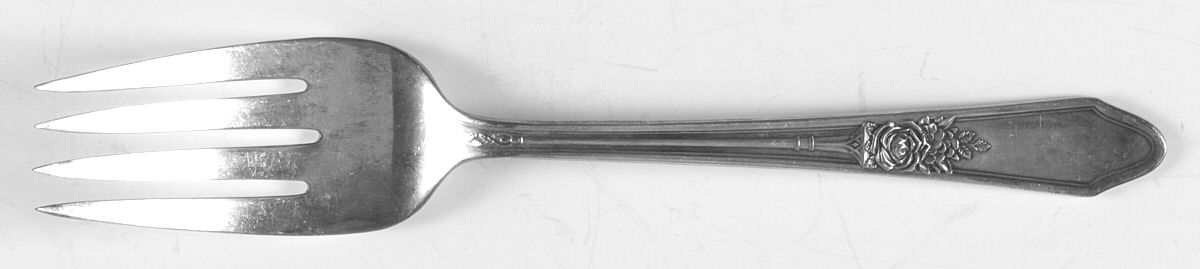 Rosedale I (Silverplate, 1933) Medium Solid Cold Meat Serving Fork by International Silver-1
