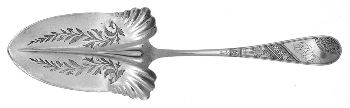 Saratoga-Angelo (Variation) (1883) Large Solid Bright Cut Pie Knife by International Silver-1