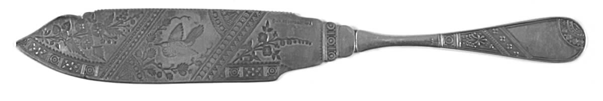 Saratoga-Angelo (Silverplate, 1883) Cake Saw Solid Piece by International Silver-1