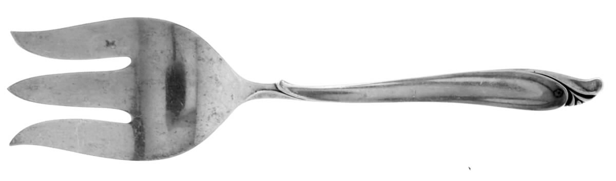 Sculptured Beauty (Sterling, 1957) Large Solid Cold Meat Serving Fork by International Silver-1