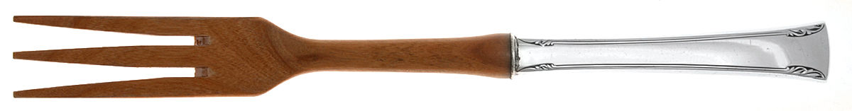 Serenity (Sterling, 1940) Salad Serving Fork with Wooden Prongs by International Silver-1