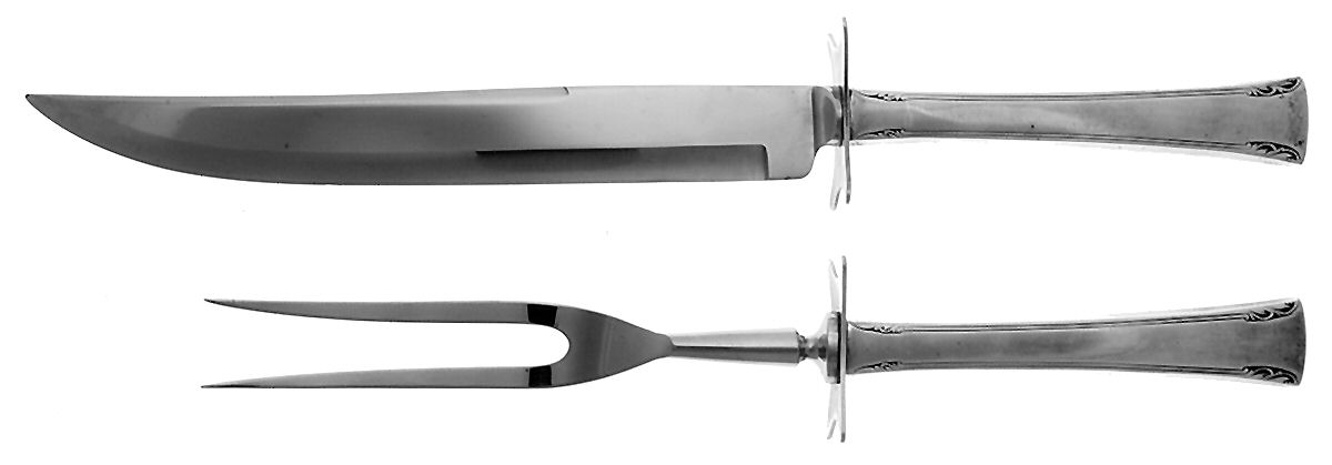 Serenity (Sterling, 1940) Large 2-Piece Roast Carving Set w/ Stainless Blade by International Silver-1