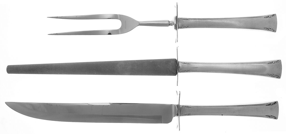 Serenity (Sterling, 1940) Large 3-Piece Roast Carving Set w/ Stainless Blade by International Silver-1
