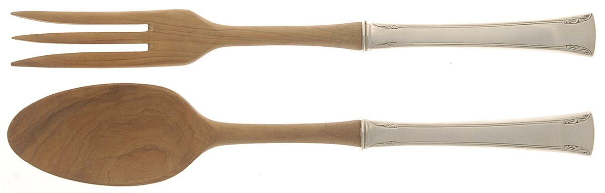 Serenity (Sterling, 1940) Wooden Bowl 2 Piece Salad Set by International Silver-1
