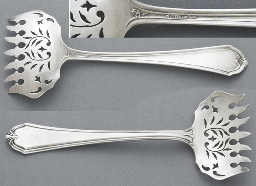 Shirley (Sterling, 1910) Large Solid Tined Sardine Serving Fork by International Silver-1