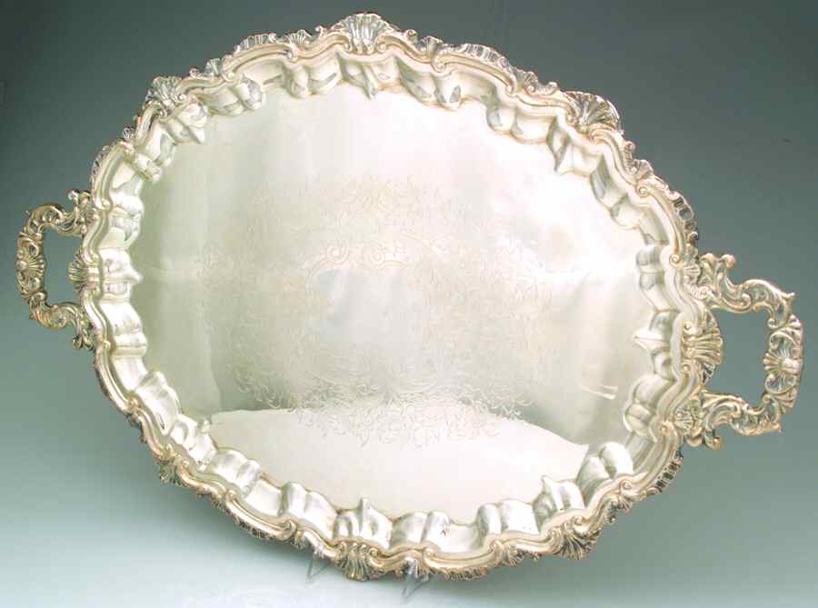 Shell and Scroll (Silverplate, Hollowware) Large Footed Waiter Tray by International Silver-1