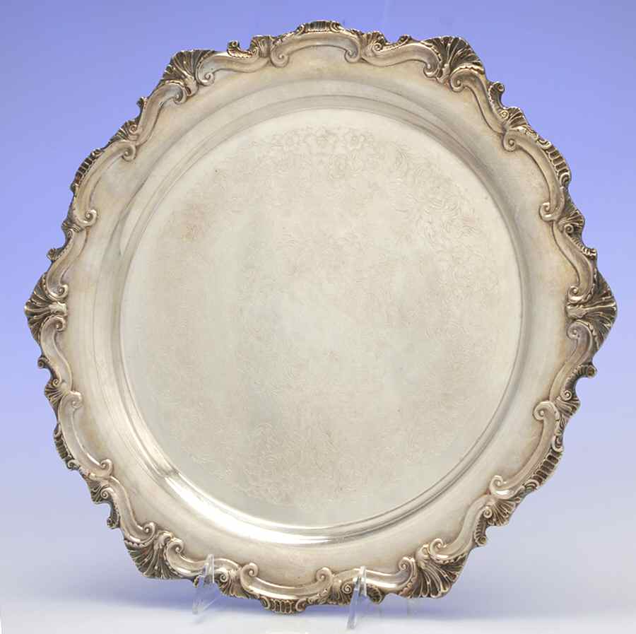 Shell and Scroll (Silverplate, Hollowware) 14" Round Tray by International Silver-1