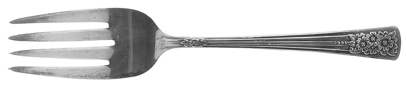 Silver Belle (Silverplate, 1940) Small Solid Cold Meat Serving Fork by International Silver-1