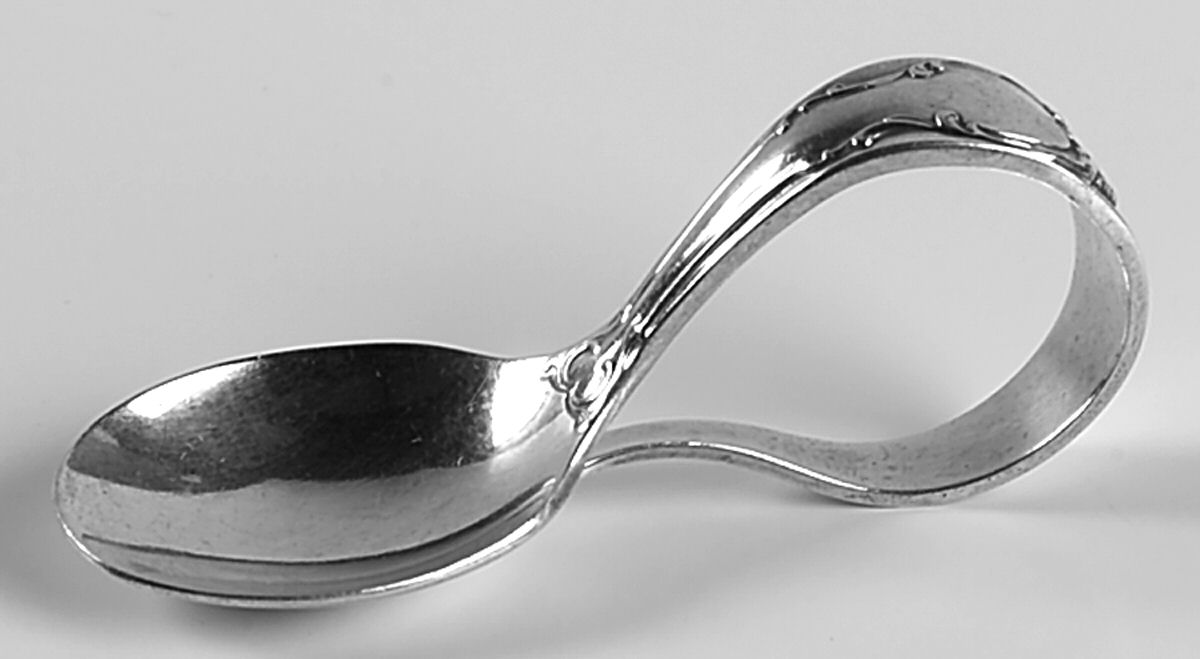 Silver Fashion (Silverplate, 1957) Curved Handle Baby Spoon by International Silver-1