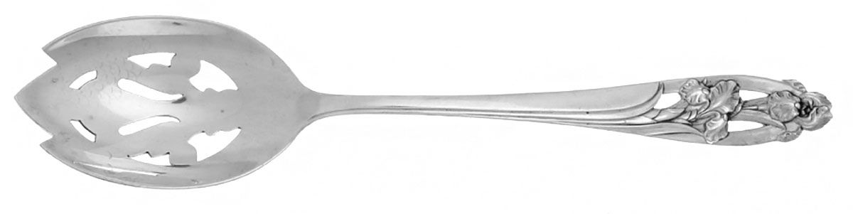 Silver Iris (Sterling, 1955) Pierced Tablespoon (Serving Spoon) by International Silver-1