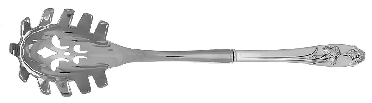 Silver Iris (Sterling, 1955) Pasta Server with Stainless Bowl HC by International Silver-1