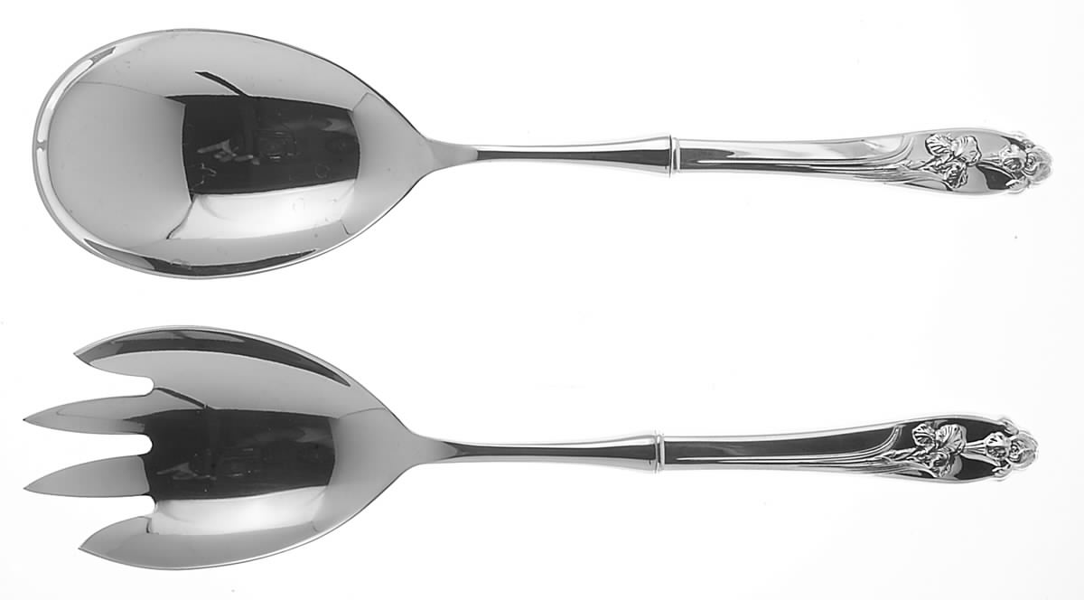 Silver Iris (Sterling, 1955) 2 Pc Salad Set with Stainless Bowl by International Silver-1