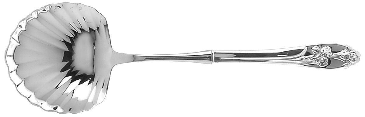 Silver Iris (Sterling, 1955) Casserole Spoon with Stainless Shell Bowl by International Silver-1
