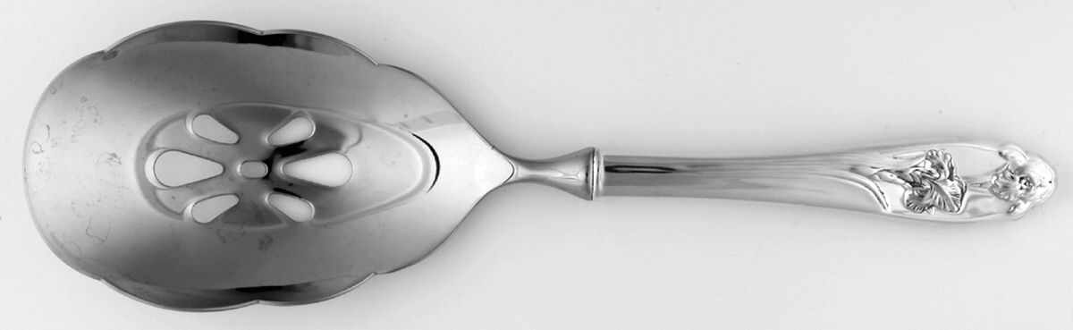 Silver Iris (Sterling, 1955) Pierced Casserole Spoon with Stainless Bowl by International Silver-1