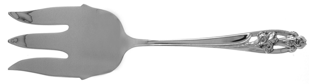 Silver Iris (Sterling, 1955) Large Solid Cold Meat Serving Fork by International Silver-1