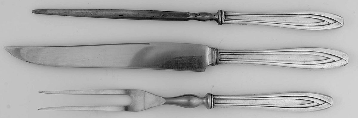 Silhouette (Silverplate, 1930) Small Steak 3-Piece Carving Set with Stainless Blade by International Silver-1