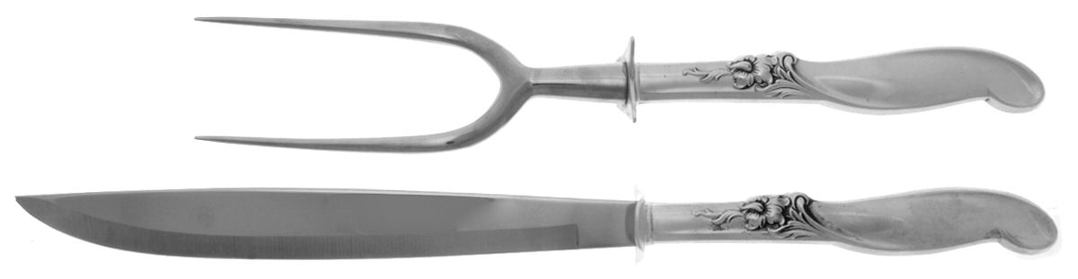 Silver Melody (Sterling, 1955) 2 Piece Small Carving Set W/ Sterling Guard by International Silver-1