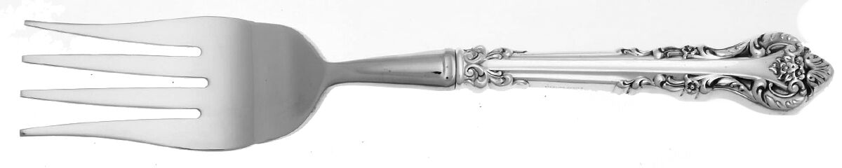 Silver Masterpiece (Sterling, 1970) Cold Meat Fork Large, Stainless Tines HC by International Silver-1