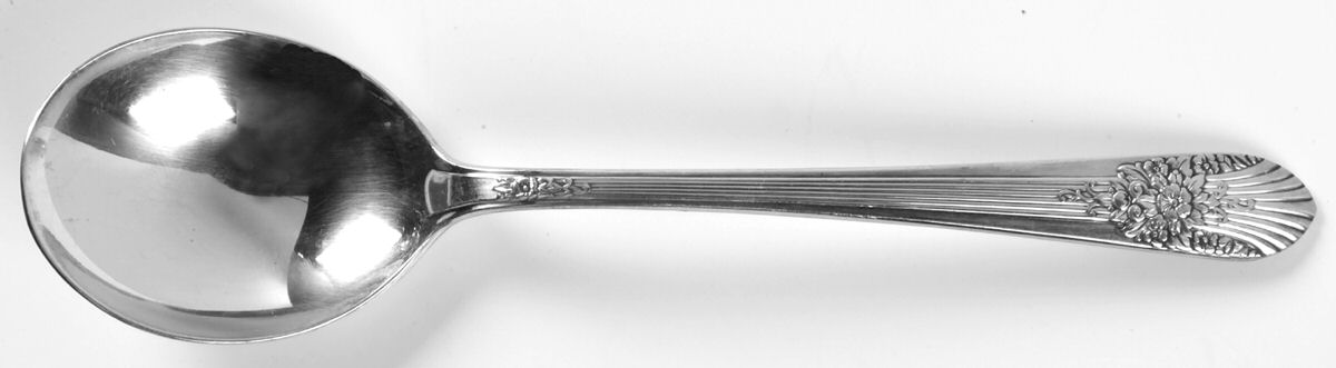 Silver Mist-Marigold (Silverplate, 1935) Round Bowl Soup Spoon (Gumbo) by International Silver-1