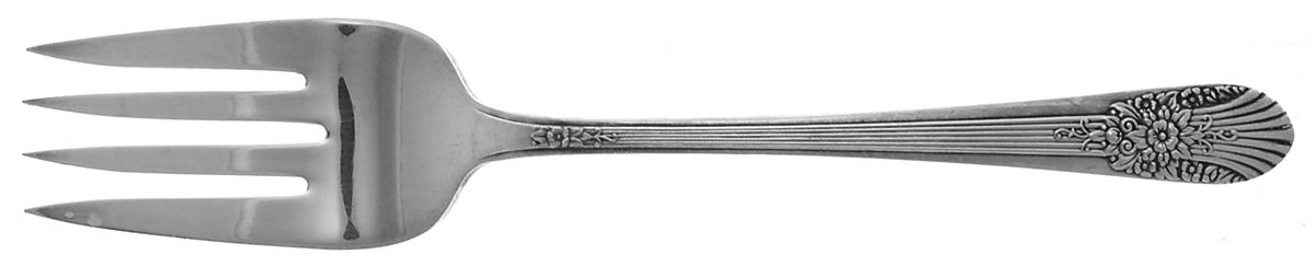 Silver Mist-Marigold (Silverplate, 1935) Medium Solid Cold Meat Serving Fork by International Silver-1