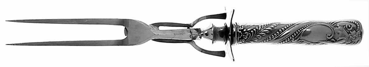 Siren (Silverplate, 1891) Large Stainless-Prong Roast Carving Fork by International Silver-1