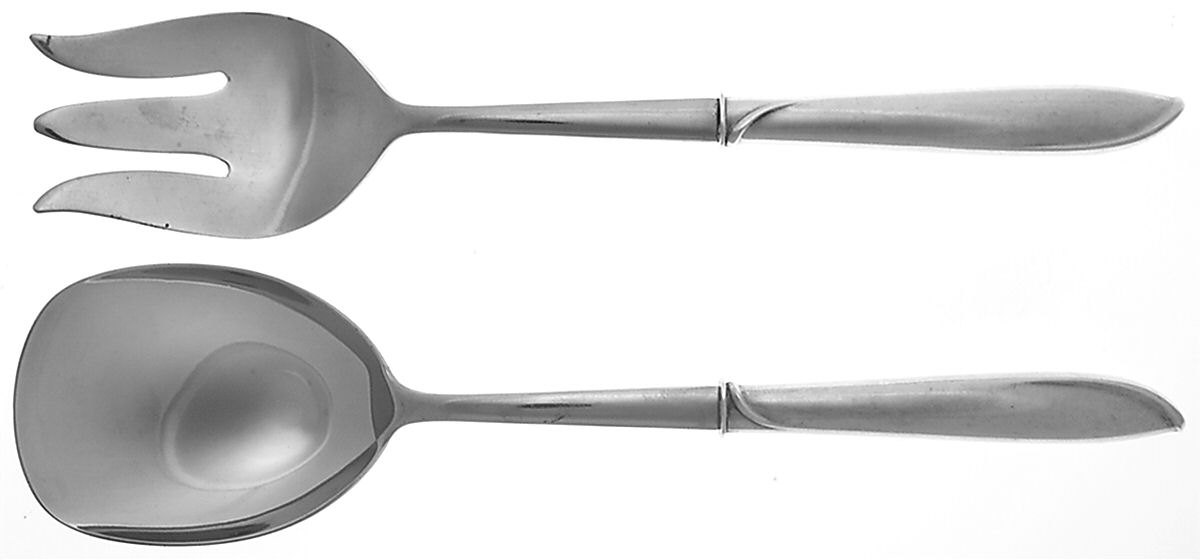 Silver Rhythm (Sterling, 1953) 2 Pc Salad Set with Stainless Bowl by International Silver-1