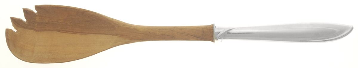 Silver Rhythm (Sterling, 1953) Salad Serving Fork with Wooden Prongs by International Silver-1