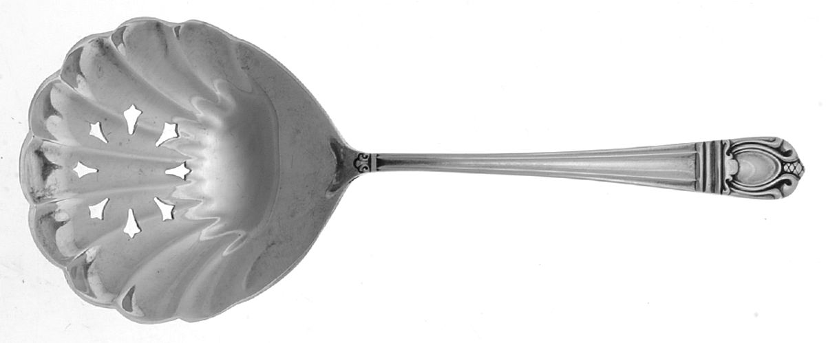 Sonja (Sterling, 1937, No Monograms) Solid Bon Bon Spoon with Pierced Bowl by International Silver-1