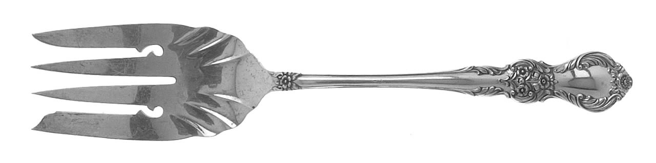 Southern Treasure (Sterling, 1953) Large Solid Cold Meat Serving Fork by International Silver-1