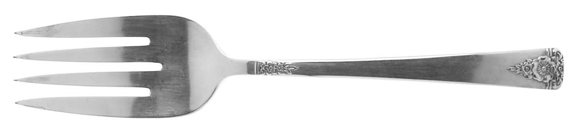 Spring Charm Silver (Silverplate, 1950) Medium Solid Cold Meat Serving Fork by International Silver-1