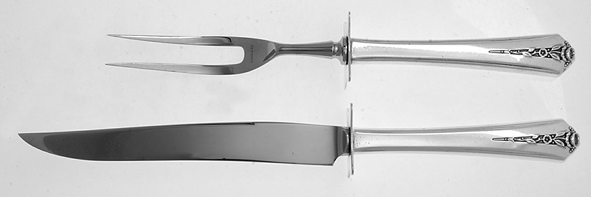 Spring Garden (Silverplate, 1949) Small Stainless Blade 2-Piece Steak Carving Set by International Silver-1