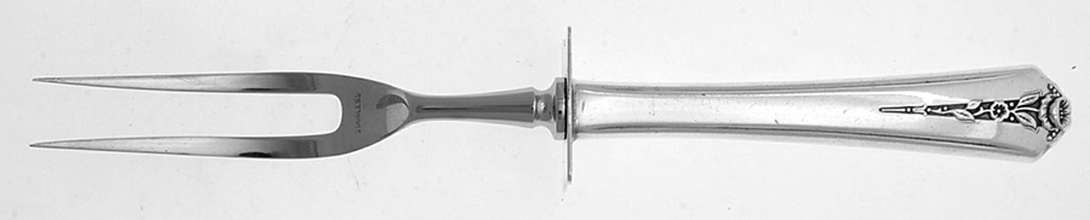 Spring Garden (Silverplate, 1949) Small Steak Carving Fork with Stainless Prongs by International Silver-1